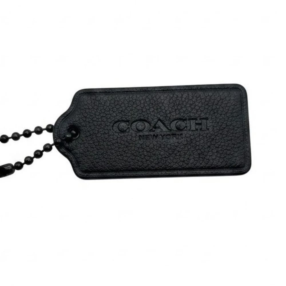 Coach Black Pebbled Leather Hangtag Bag Charm Replacement Gunmetal Ball Chain